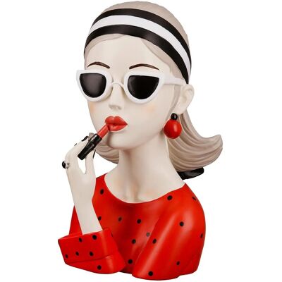 GILDE - Figur Lady mit rotem Lippenstift - bunt - Decorative Figure GILDE - Figur Lady mit rotem Lippenstift - bunt - Decorative Figure