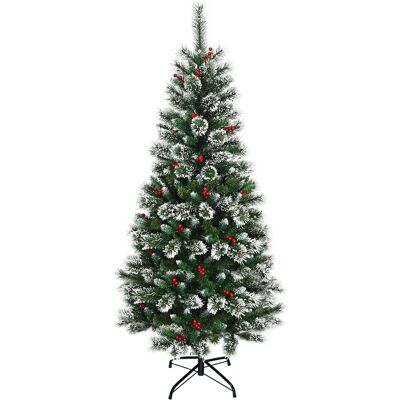 Costway Künstlicher Weihnachtsbaum 180cm mit Roten Beeren PVC Nadeln Costway Künstlicher Weihnachtsbaum 180cm mit Roten Beeren PVC Nadeln