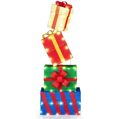 Costway Große LED Geschenkboxen 4 Weihnacht Dekoboxen 119 cm Costway Große LED Geschenkboxen 4 Weihnacht Dekoboxen 119 cm