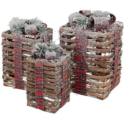 ECD GERMANY Dekoratives Geschenkset mit 3 LED-Boxen Weihnachten ECD GERMANY Dekoratives Geschenkset mit 3 LED-Boxen Weihnachten