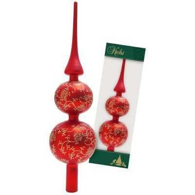 Krebs Glas Lauscha Baumspitze Rankendekor Matt Rot 33cm Krebs Glas Lauscha Baumspitze Rankendekor Matt Rot 33cm