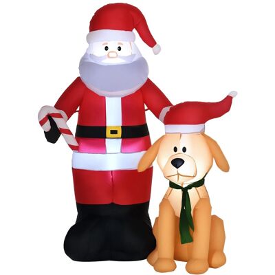 Outsunny Aufblasbarer Weihnachtsmann mit Hund für Innen- und Außenbereich Outsunny Aufblasbarer Weihnachtsmann mit Hund für Innen- und Außenbereich
