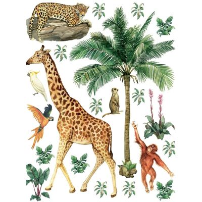 Sanders & Sanders Dschungel Tiere Wandbild - 85x65cm Sanders & Sanders Dschungel Tiere Wandbild - 85x65cm