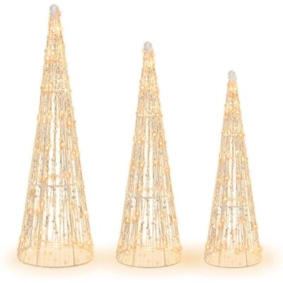 Costway 3 Stück Led Pyramide Lichterkegel Weihnachtsdeko Costway 3 Stück Led Pyramide Lichterkegel Weihnachtsdeko