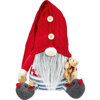 Stoff-Weihnachtsmann mit Teddy 30 cm Rot-Grau Stoff-Weihnachtsmann mit Teddy 30 cm Rot-Grau