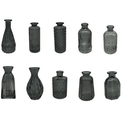 Relaxdays Dekovasen Glas Grau 10er Set ø 5 bis 8 cm 10 cm bis 14,7 cm Relaxdays Dekovasen Glas Grau 10er Set ø 5 bis 8 cm 10 cm bis 14,7 cm