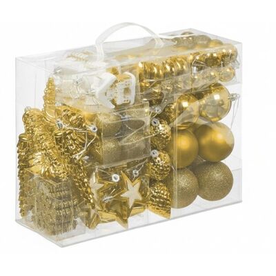 Relaxdays - Set 100 Goldene Weihnachtsbaumkugeln mit Glitzer und Matt-Optik - 10 Designs Relaxdays - Set 100 Goldene Weihnachtsbaumkugeln mit Glitzer und Matt-Optik - 10 Designs