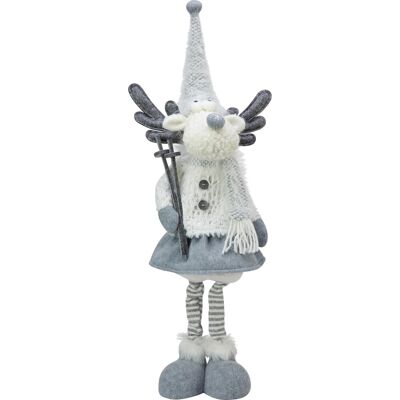 Stoff-Rentier Mädchen 64 cm x 18 cm x 15 cm cm Hellgrau-Weiß Stoff-Rentier Mädchen 64 cm x 18 cm x 15 cm cm Hellgrau-Weiß
