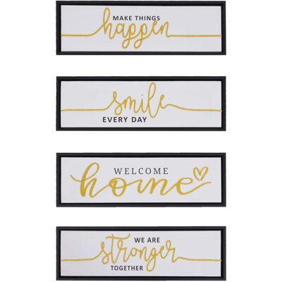 MCW 4er-Set Wandbild N96 Smile Home Holz Leinwand 15x45cm MCW 4er-Set Wandbild N96 Smile Home Holz Leinwand 15x45cm
