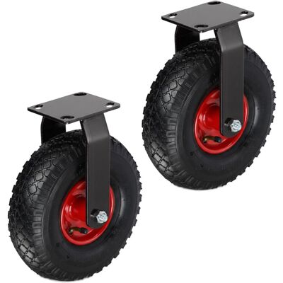 Relaxdays Bockrollen 2er Set Stahl Schwarz Rot Schwerlast Luftbereift 29 cm Relaxdays Bockrollen 2er Set Stahl Schwarz Rot Schwerlast Luftbereift 29 cm