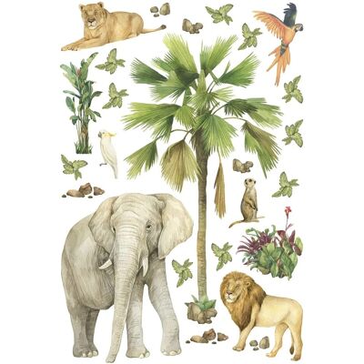 Sanders & Sanders Wandtattoo Dschungeltiere Grün 65 x 42.5 cm 601342 Sanders & Sanders Wandtattoo Dschungeltiere Grün 65 x 42.5 cm 601342