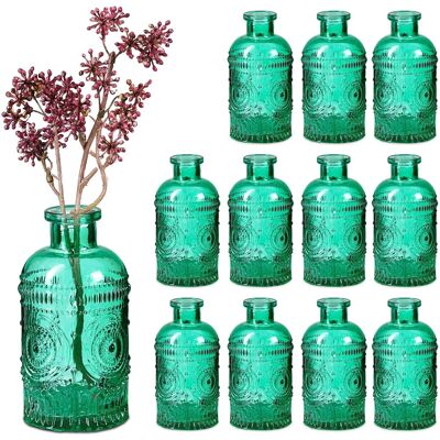 Relaxdays Glasvasen 12er Set Glas Grün 13 cm x 6 cm 200 g Relaxdays Glasvasen 12er Set Glas Grün 13 cm x 6 cm 200 g