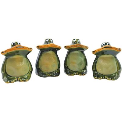 Dekohelden24 4er Set Deko Frösche Breitmaulfrösche Frösche für Garten aus Keramik in Dunkelgrün Größe L B H ca. 4 x 4 x 6 cm Dekohelden24 4er Set Deko Frösche Breitmaulfrösche Frösche für Garten aus Keramik in Dunkelgrün Größe L B H ca. 4 x 4 x 6 cm