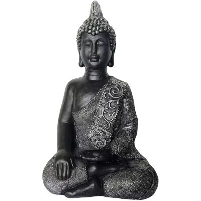 Relaxdays Buddha Figur Polyresin Anthrazit Wetterfest Frostsicher 45 cm x 29 cm x 18 cm Relaxdays Buddha Figur Polyresin Anthrazit Wetterfest Frostsicher 45 cm x 29 cm x 18 cm