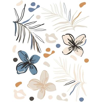 Sanders & Sanders Wandtattoo Blumenmuster Beige Blau und Orange 85 x 65 cm 601352 Sanders & Sanders Wandtattoo Blumenmuster Beige Blau und Orange 85 x 65 cm 601352