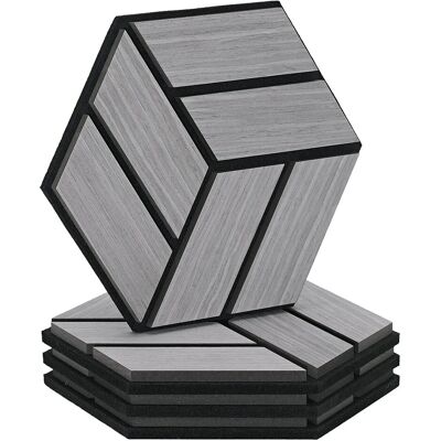 Homestyle4u Akustikpaneele Grau 30 x 26 cm 4 Stück Hexagon Wandpaneele Holz Homestyle4u Akustikpaneele Grau 30 x 26 cm 4 Stück Hexagon Wandpaneele Holz
