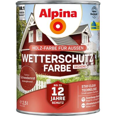 Alpina Wetterschutzfarbe Schwedenrot 2,5, Alpina Wetterschutzfarbe Schwedenrot 2,5,