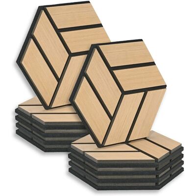 Homestyle4u Akustikpaneele 30 x 26 cm 10 Stück Natur Hexagon Wandpaneele Holz Homestyle4u Akustikpaneele 30 x 26 cm 10 Stück Natur Hexagon Wandpaneele Holz