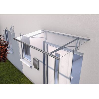 Gutta Aluminium Vordach - 160x90cm - Edelstahloptik Gutta Aluminium Vordach - 160x90cm - Edelstahloptik