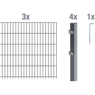 Metallzaun Grund-Set Doppelstabmatte verz. Anthrazit beschichtet 3 x 2 m x 1 m Metallzaun Grund-Set Doppelstabmatte verz. Anthrazit beschichtet 3 x 2 m x 1 m