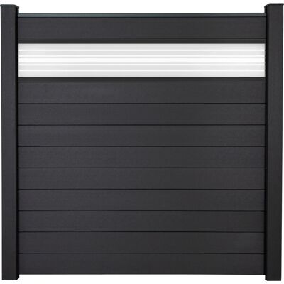 GroJa Steckzaun Solid mit Glas-Designeinsatz 30 cm 180x180x1,9 cm Anthrazitgrau GroJa Steckzaun Solid mit Glas-Designeinsatz 30 cm 180x180x1,9 cm Anthrazitgrau