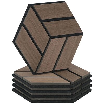 Homestyle4u Akustikpaneele Braun 30 x 26 cm 5 Stück Hexagon Wandpaneele Holz Homestyle4u Akustikpaneele Braun 30 x 26 cm 5 Stück Hexagon Wandpaneele Holz