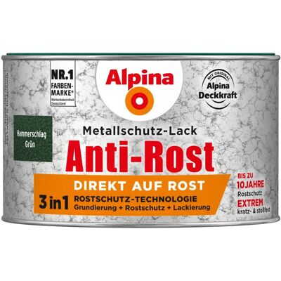 Alpina Metallschutz-Lack Anti-Rost Grün Hammerschlag 300 ml Alpina Metallschutz-Lack Anti-Rost Grün Hammerschlag 300 ml