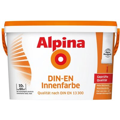 Alpina Wandfarbe DIN-EN Weiß matt 10, Alpina Wandfarbe DIN-EN Weiß matt 10,