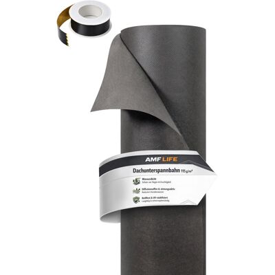 AMF Dachunterspannbahn mit 1 x Klebeband 1,5 m x 50 m Anthrazit-Schwarz AMF Dachunterspannbahn mit 1 x Klebeband 1,5 m x 50 m Anthrazit-Schwarz