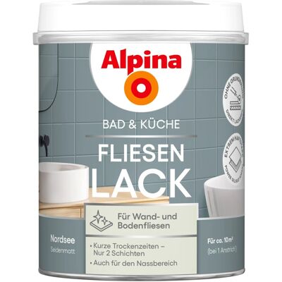 Alpina Fliesen-Lack Bad & Küche 2 Komponenten Nordsee Seidenmatt 750 ml Alpina Fliesen-Lack Bad & Küche 2 Komponenten Nordsee Seidenmatt 750 ml