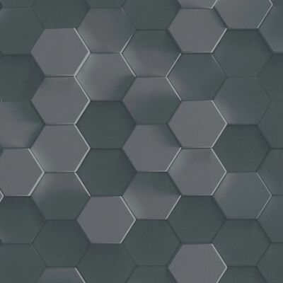 Bricoflor 3D Tapete anthrazit Ideal für Büro und Schlafzimmer Hexagon Tapete mit Wabenmuster in Schwarz Grau Modern Bricoflor 3D Tapete anthrazit Ideal für Büro und Schlafzimmer Hexagon Tapete mit Wabenmuster in Schwarz Grau Modern