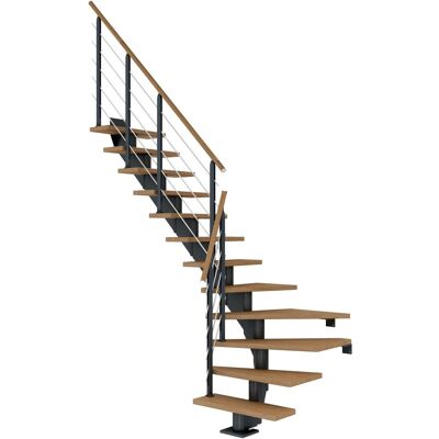 Dolle Mittelholmtreppe Hamburg Eiche Anthrazit GH bis 258 cm 1/4gew. 75 cm FSC® Dolle Mittelholmtreppe Hamburg Eiche Anthrazit GH bis 258 cm 1/4gew. 75 cm FSC®