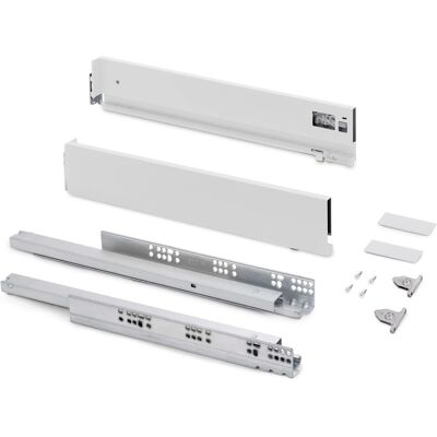 Emuca Aussenschublade Vertex mit 3D-Regelung Höhe 93 mm 40 kg Tiefe 350 mm Stahl Weiß Lackiert Emuca Aussenschublade Vertex mit 3D-Regelung Höhe 93 mm 40 kg Tiefe 350 mm Stahl Weiß Lackiert