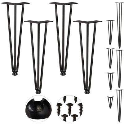 Relaxdays Haarnadelbeine 4er Set Stahl Schwarz 3 Streben 40 cm 1,3 kg Relaxdays Haarnadelbeine 4er Set Stahl Schwarz 3 Streben 40 cm 1,3 kg