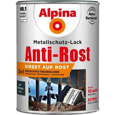 Alpina Metallschutz-Lack Anti-Rost Anthrazitgrau matt 2,5, Alpina Metallschutz-Lack Anti-Rost Anthrazitgrau matt 2,5,