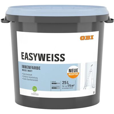 OBI Wandfarbe Easyweiss Weiß Matt 25, OBI Wandfarbe Easyweiss Weiß Matt 25,