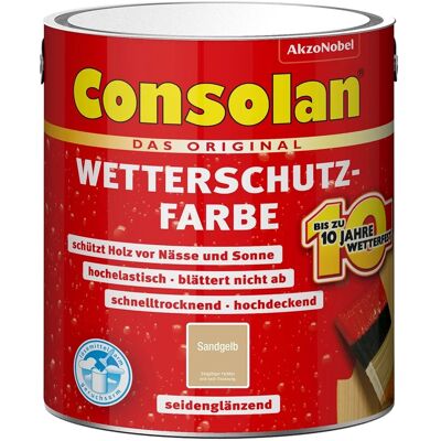 Consolan Wetterschutzfarbe Sandgelb Seidenglänzend 2,5, Consolan Wetterschutzfarbe Sandgelb Seidenglänzend 2,5,
