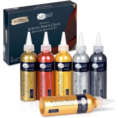 Artina Metallic Crylic Acrylfarbenset 6x150 ml Artina Metallic Crylic Acrylfarbenset 6x150 ml