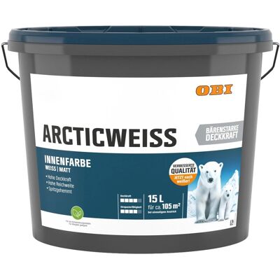 OBI Wandfarbe Arcticweiss Weiß Matt 15, OBI Wandfarbe Arcticweiss Weiß Matt 15,