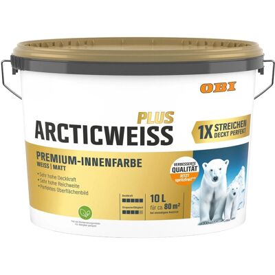 OBI Wandfarbe Arcticweiss Plus Weiß Matt 10, OBI Wandfarbe Arcticweiss Plus Weiß Matt 10,