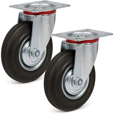 Wiltec Lenkrolle Set 2X Vollgummirad 200Mm Transportrolle 150Kg Metallfelge Möbelrolle Wiltec Lenkrolle Set 2X Vollgummirad 200Mm Transportrolle 150Kg Metallfelge Möbelrolle