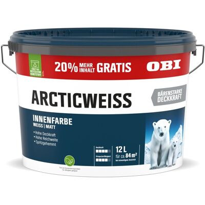 OBI Wandfarbe Arcticweiss Weiß Matt 12, - Aktion OBI Wandfarbe Arcticweiss Weiß Matt 12, - Aktion