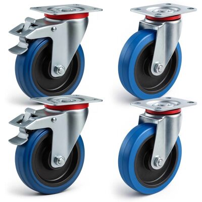 Wiltec Transportrollen Set 160Mm 300Kg 2X Lenkrolle Mit Bremse 2X Ungebremst Wiltec Transportrollen Set 160Mm 300Kg 2X Lenkrolle Mit Bremse 2X Ungebremst
