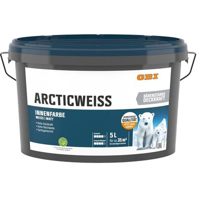 OBI Wandfarbe Arcticweiss Weiß Matt 5, OBI Wandfarbe Arcticweiss Weiß Matt 5,