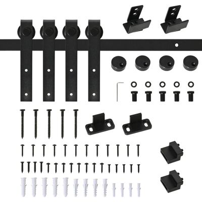 HOMCOM Schiebetürsystem für Doppelte Holztüren 183 x 0,6 x 18 cm HOMCOM Schiebetürsystem für Doppelte Holztüren 183 x 0,6 x 18 cm