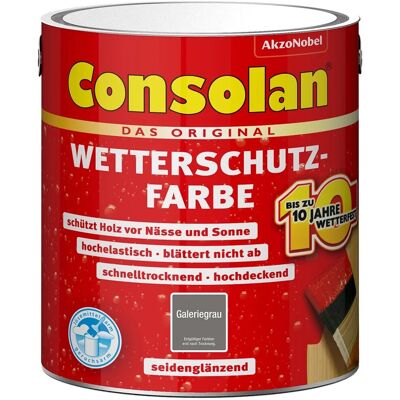 Consolan Wetterschutzfarbe Galeriegrau Seidenglänzend 2,5, Consolan Wetterschutzfarbe Galeriegrau Seidenglänzend 2,5,