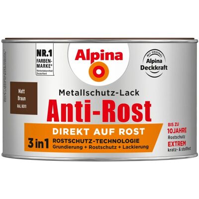 Alpina Metallschutz-Lack Anti-Rost Braun matt 300 ml Alpina Metallschutz-Lack Anti-Rost Braun matt 300 ml