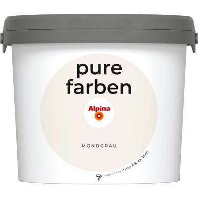 Alpina Wandfarbe Pure Farben Mondgrau 2,5, Alpina Wandfarbe Pure Farben Mondgrau 2,5,