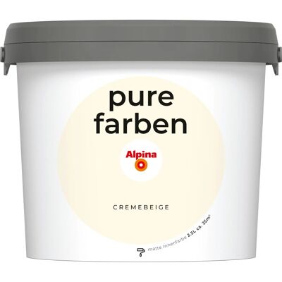 Alpina Wandfarbe Pure Farben Cremebeige 2,5, Alpina Wandfarbe Pure Farben Cremebeige 2,5,