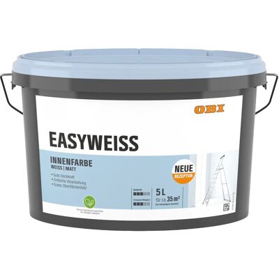 OBI Wandfarbe Easyweiss Weiß Matt 5, OBI Wandfarbe Easyweiss Weiß Matt 5,